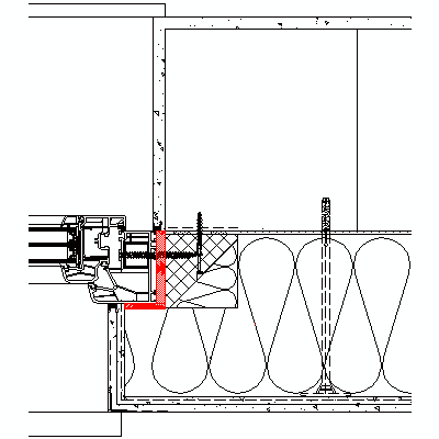 novostavba - zděná stavba - umístění otvorové výplně do prostoru tepelné izolace obvodové konstrukce - ostění_CAD detail novostavba - zděná stavba - umístění otvorové výplně do prostoru tepelné izolace obvodové konstrukce - ostění